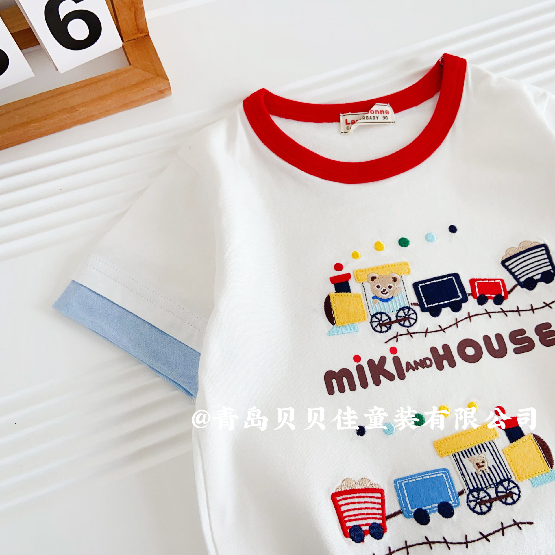 Boys' short-sleeved T-shirts, Japanese Miki summer thin style, 2024 Girls' short-sleeved wholesale, small and medium-sized children's foreign trade children's clothing details Picture