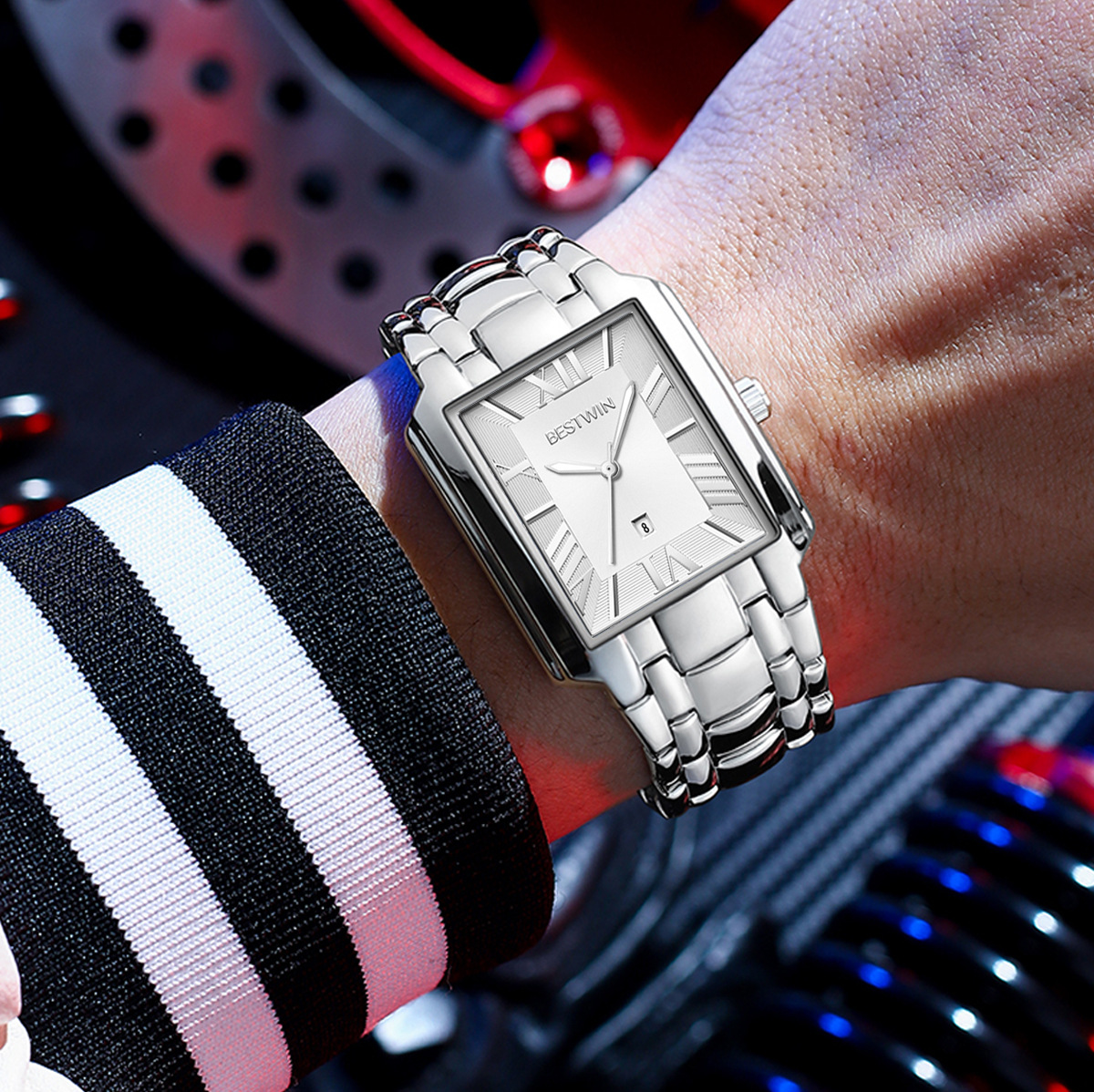 High-end men's watches, Roman numeral square quartz watches, men's Douyin best-selling high-end men's watches wholesale Specification image
