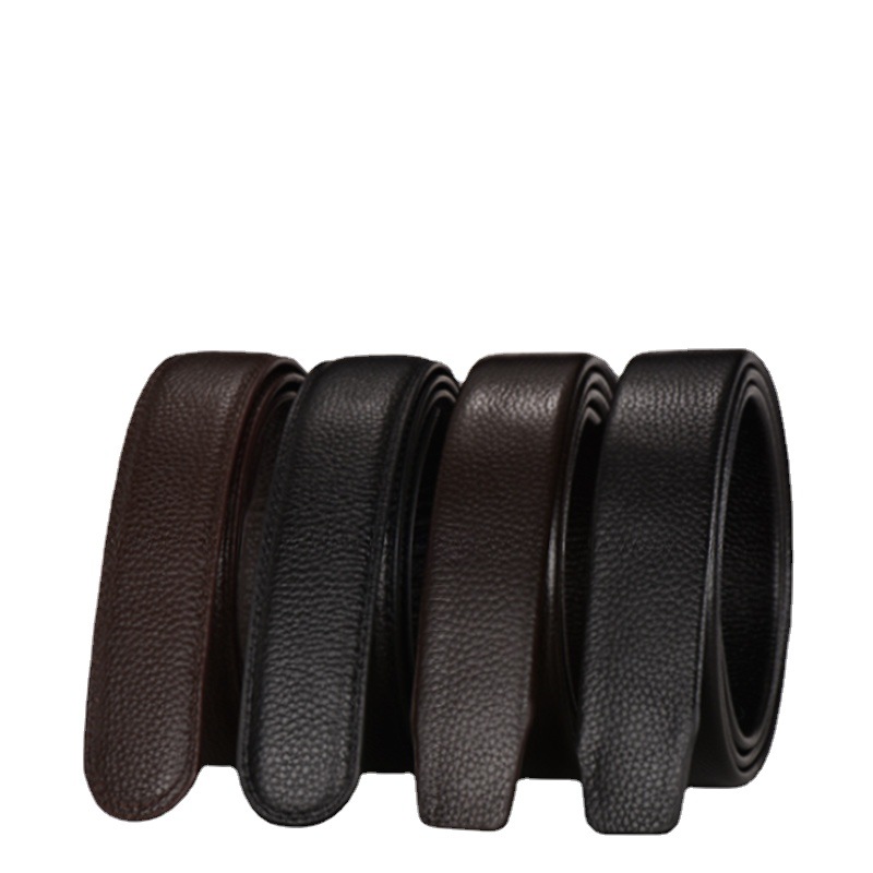 Wrapped Top Layer Pure Cowhide Belt Body Automatic Buckle Headless Cowhide Belt Men's Belt Body No Button-Down Waistband Strap Item Picture