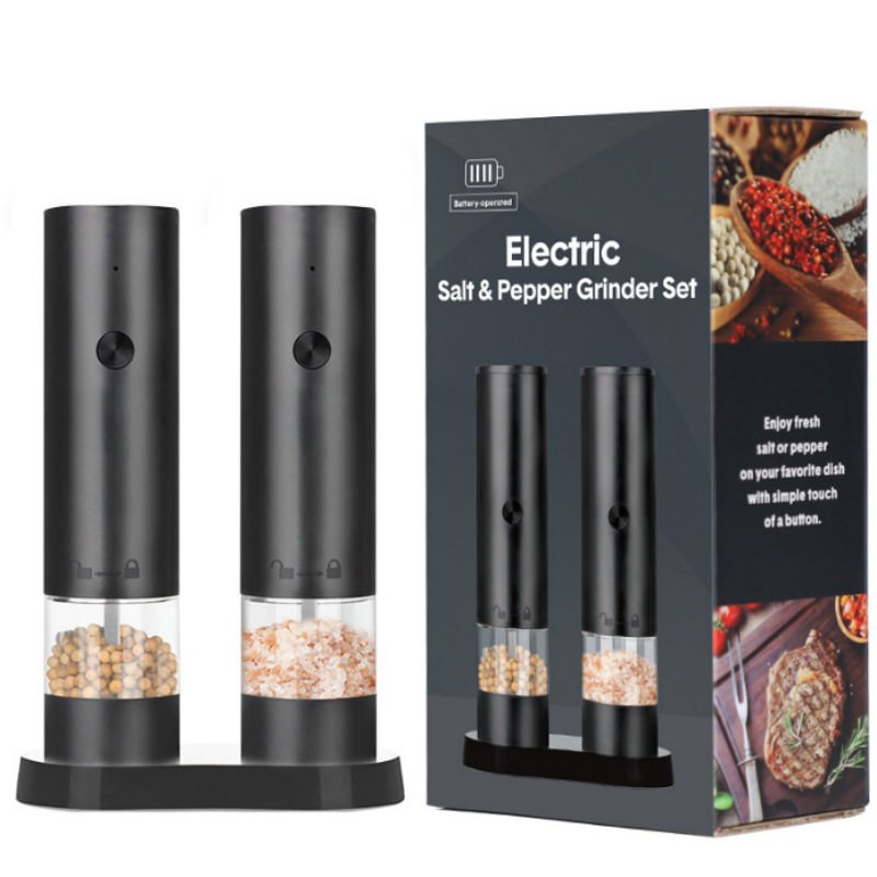 usb充电双支带底座电动胡椒研磨器 香料研磨机自动胡椒磨研磨瓶