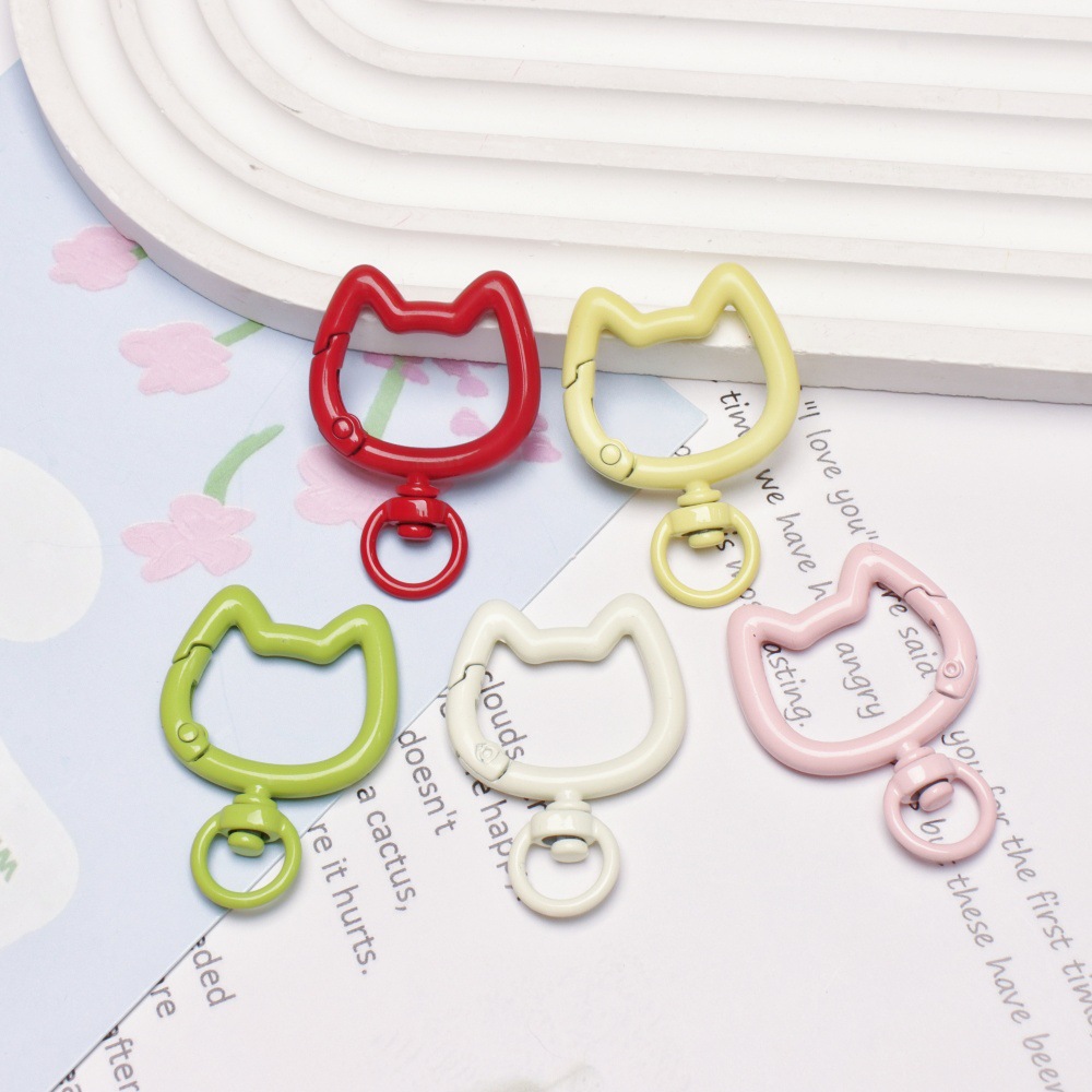彩色锌合金猫头弹簧扣diy饰品配件手工材料百搭包包玩偶钥匙扣详情5