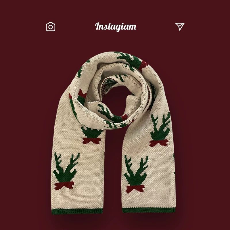 Red Animal Cashmere Scarf Christmas Gift Birthday Gift Girl Gives Girlfriend Wife Best Friend Warm Gift details Picture