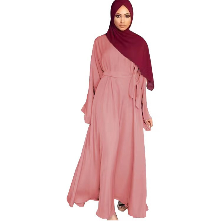 Cross-Border Women's Foreign Trade Amazon Middle East Arab Malay Robes Solid Color Plus-Size Dress Fy124363 Item Picture