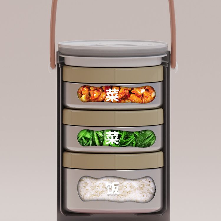 Garte Practical Insulated Lunch Box Office Lunch Box Portable One Person With Stainless Steel Multi-Layer Large Capacity Lunch Box Specification drawing