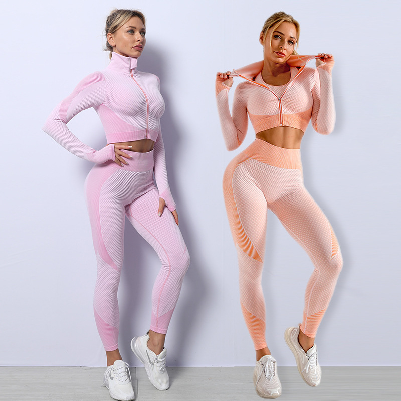 Europe And The United States Seamless Yoga Wear Autumn And Winter Long Sleeve Suit Sports Underwear Shockproof Yoga Vest High Waist Lulu Yoga Pants Specification drawing