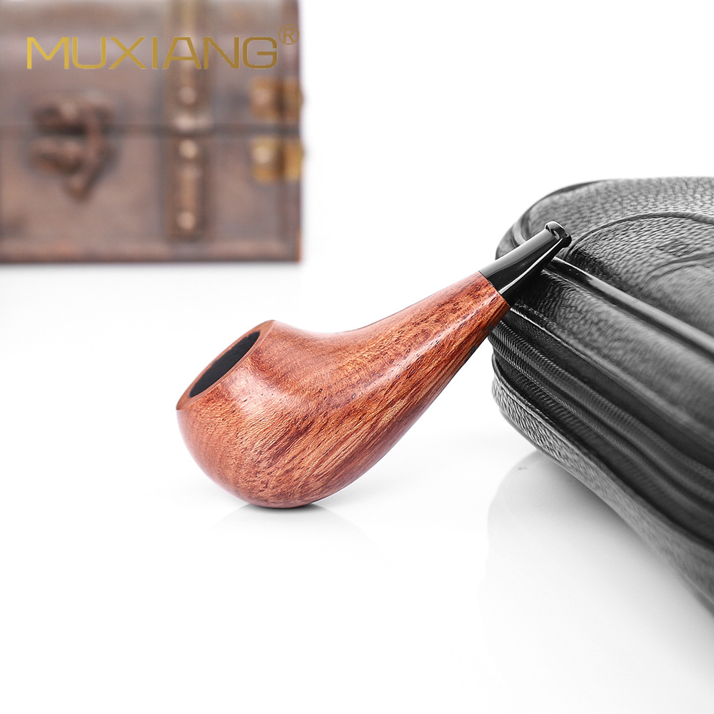木香花梨木烟斗吉比斗鸡腿斗短柄烟嘴3MM过滤芯创意木质烟斗跨境