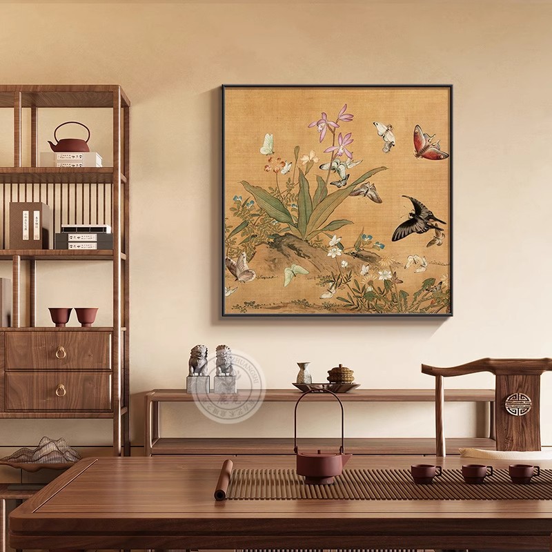 宋氏美学花鸟画客厅装饰画新中式沙发背景墙挂画方形餐厅卧室壁画