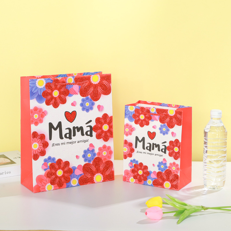 Mother's flower Spanish gift bag, handbag, paper bag, birthday return gift, souvenir packaging bag, South America