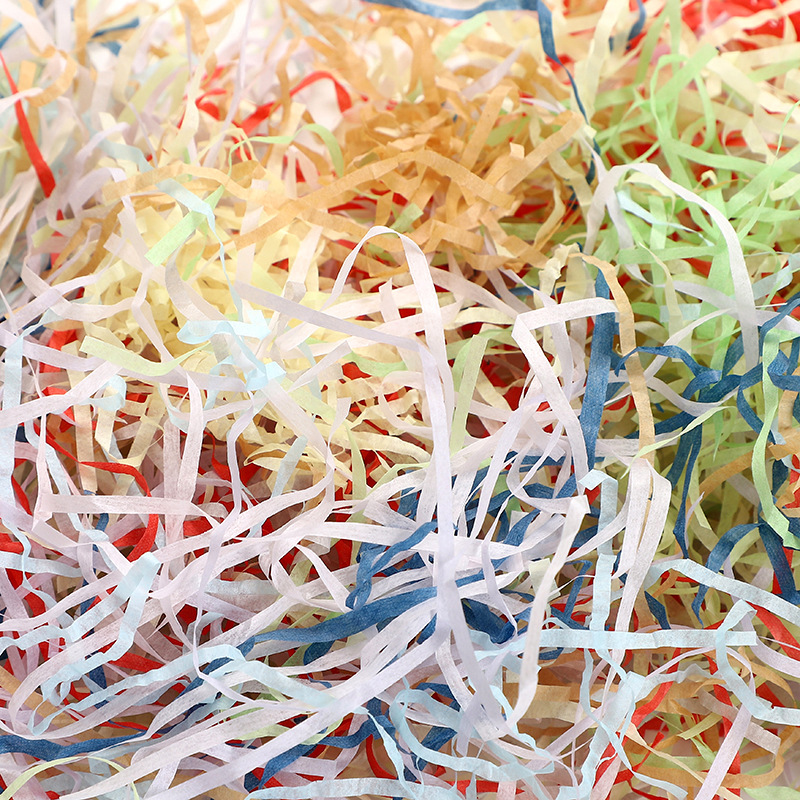 彩色拉菲草碎纸丝 网红情人节礼品贺卡香水喜糖盒折皱纸丝填充物