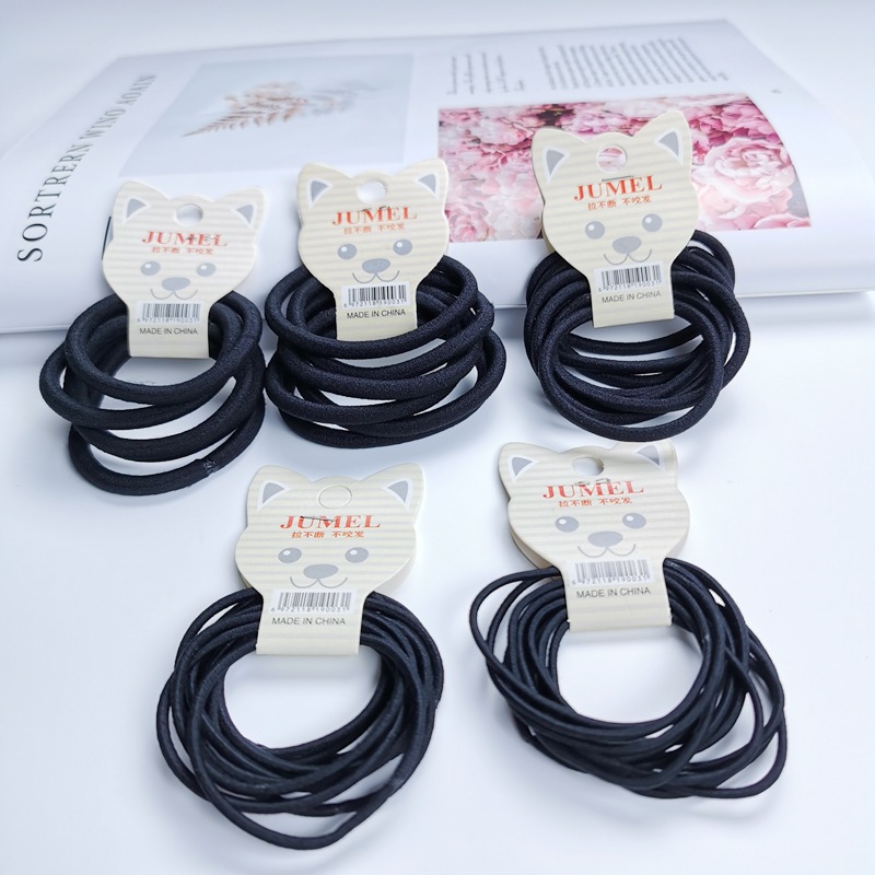 Wholesale of Korean black high-elasticity hair bands, hair bands, basic adult hair ties, ponytail hair ties and hair accessories details Picture