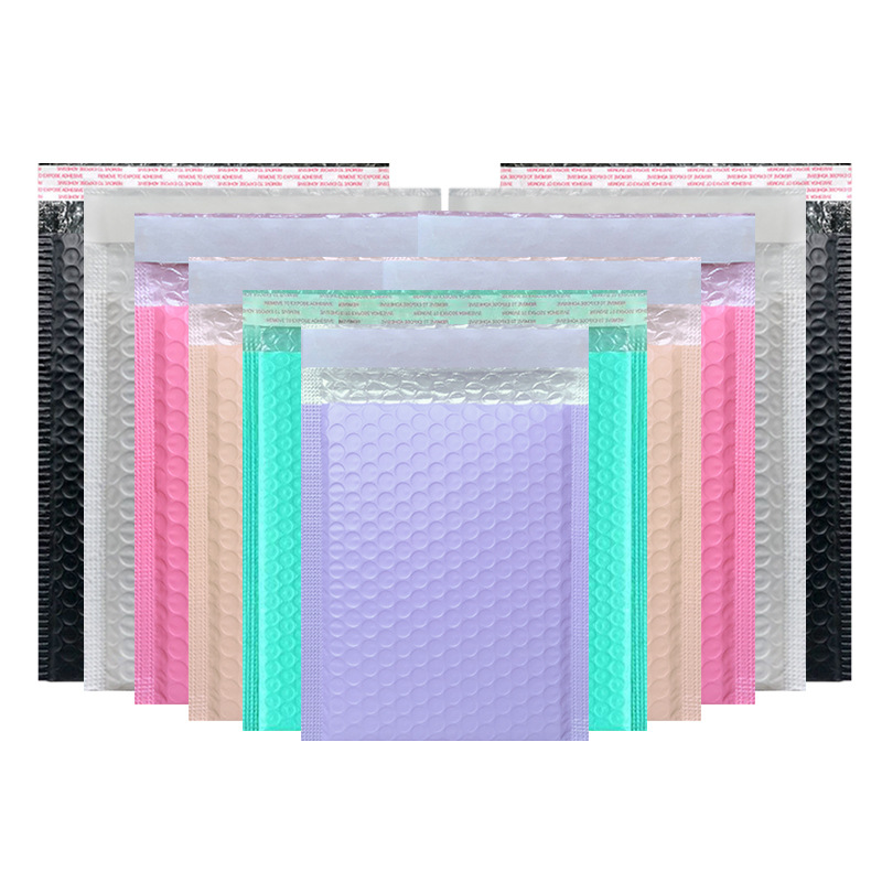 Colored co-extruded film bubble bags, self-adhesive blue, green and purple envelope bags, bare powder black clothing packaging foam express bags Item Picture