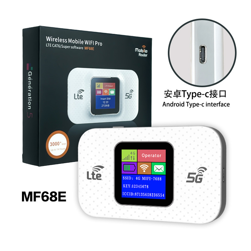 4G wireless wifi portable mobile router with typ-c interface color screen 3000MB HA plug-in card router details Picture