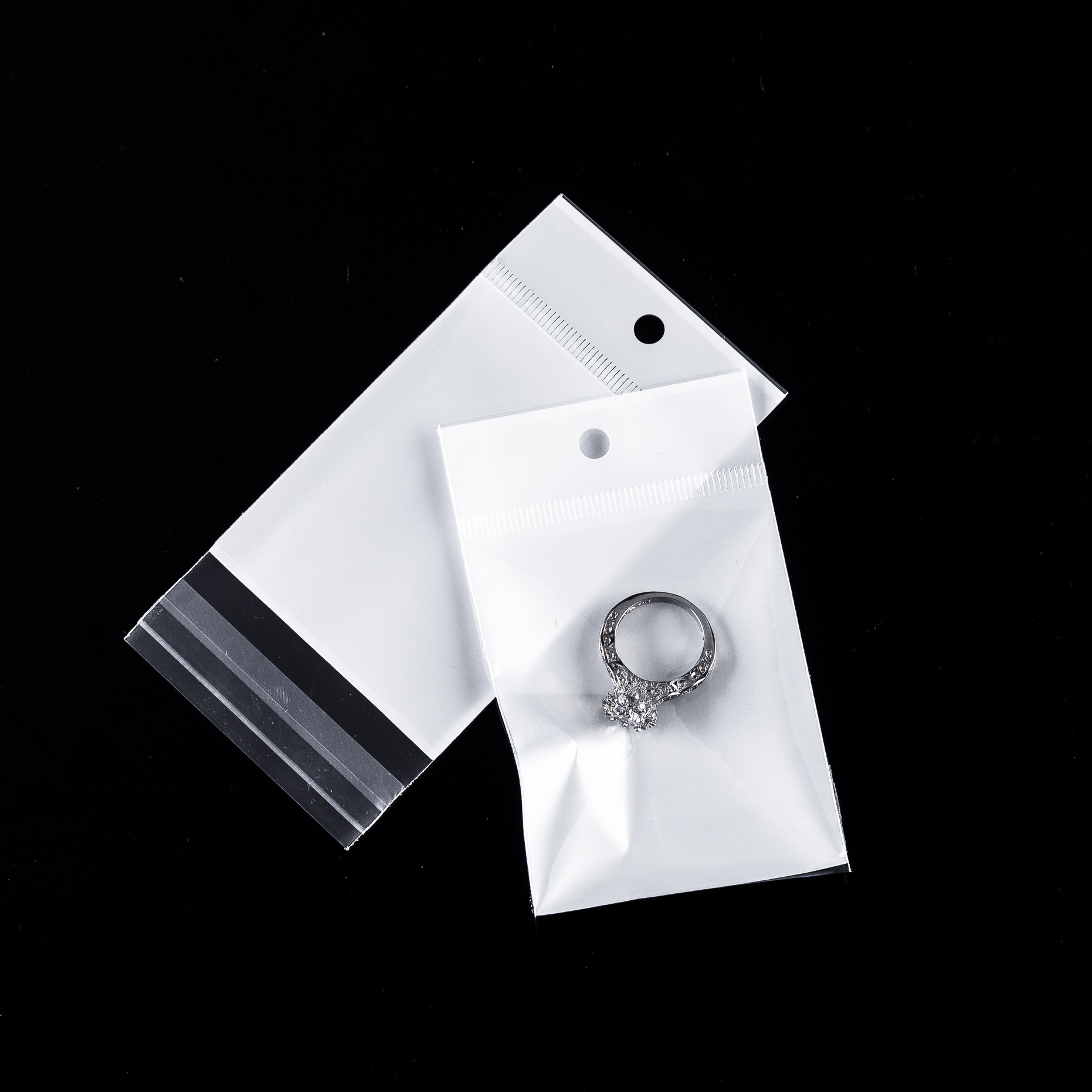 Factory wholesale of opp self-adhesive transparent self-adhesive bags, white pearlescent film jewelry bags, bracelets and bangles Specification image