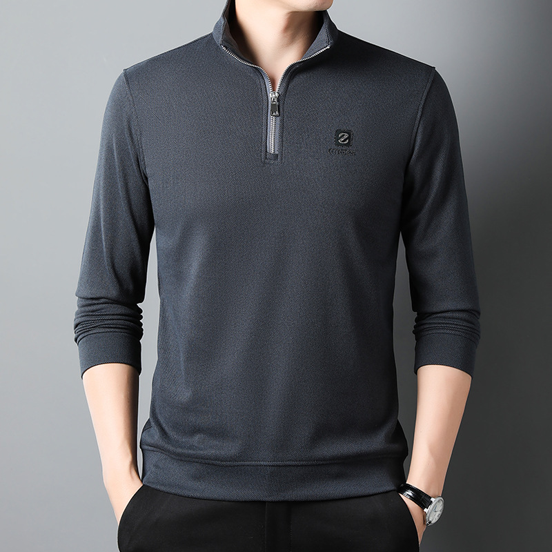 Tangzhi Nan Spring and Autumn's new double-sided fleece men's semi-high collar hoodie, Korean style fashionable printed zipper stand-up collar hoodie for men details Picture