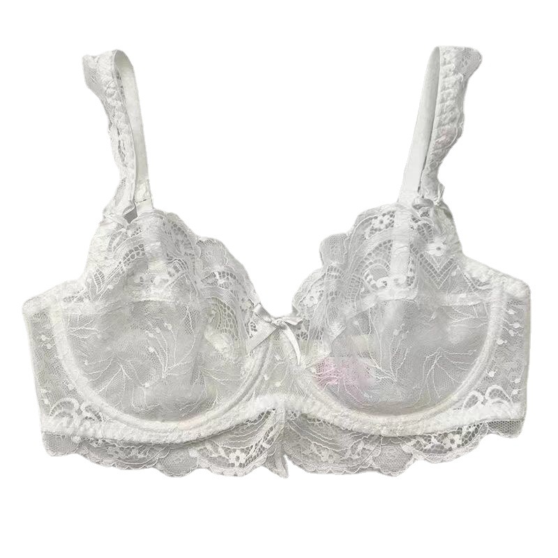 Thin Underwear Soft Underwire Lace Women Want Wind Big Chest Small No Sponge Breathable Translucent Bra Cover Item Picture
