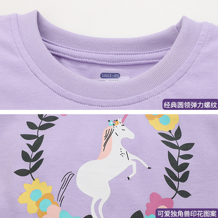 Summer girls' T-shirts wholesale, European and American unicorn pure cotton children's short-sleeved baby tops, children's clothing in European and American style Application Scenario