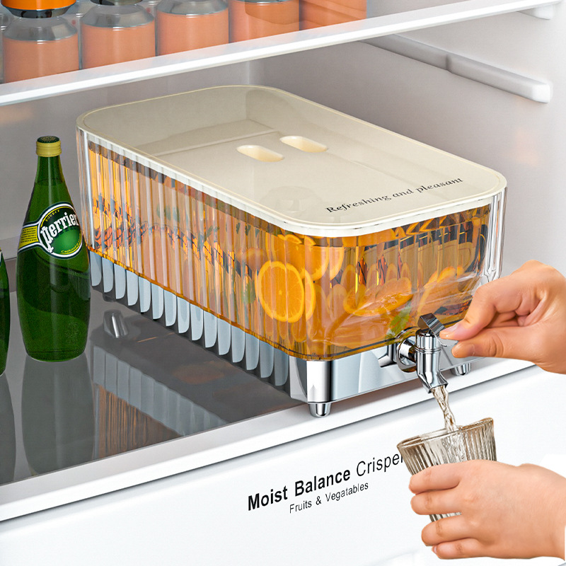 5.3L Large Capacity Refrigerator Cold Kettle With Tap Household Plastic Cold Kettle Juice Lemon Fruit Tea Cold Brew Pot