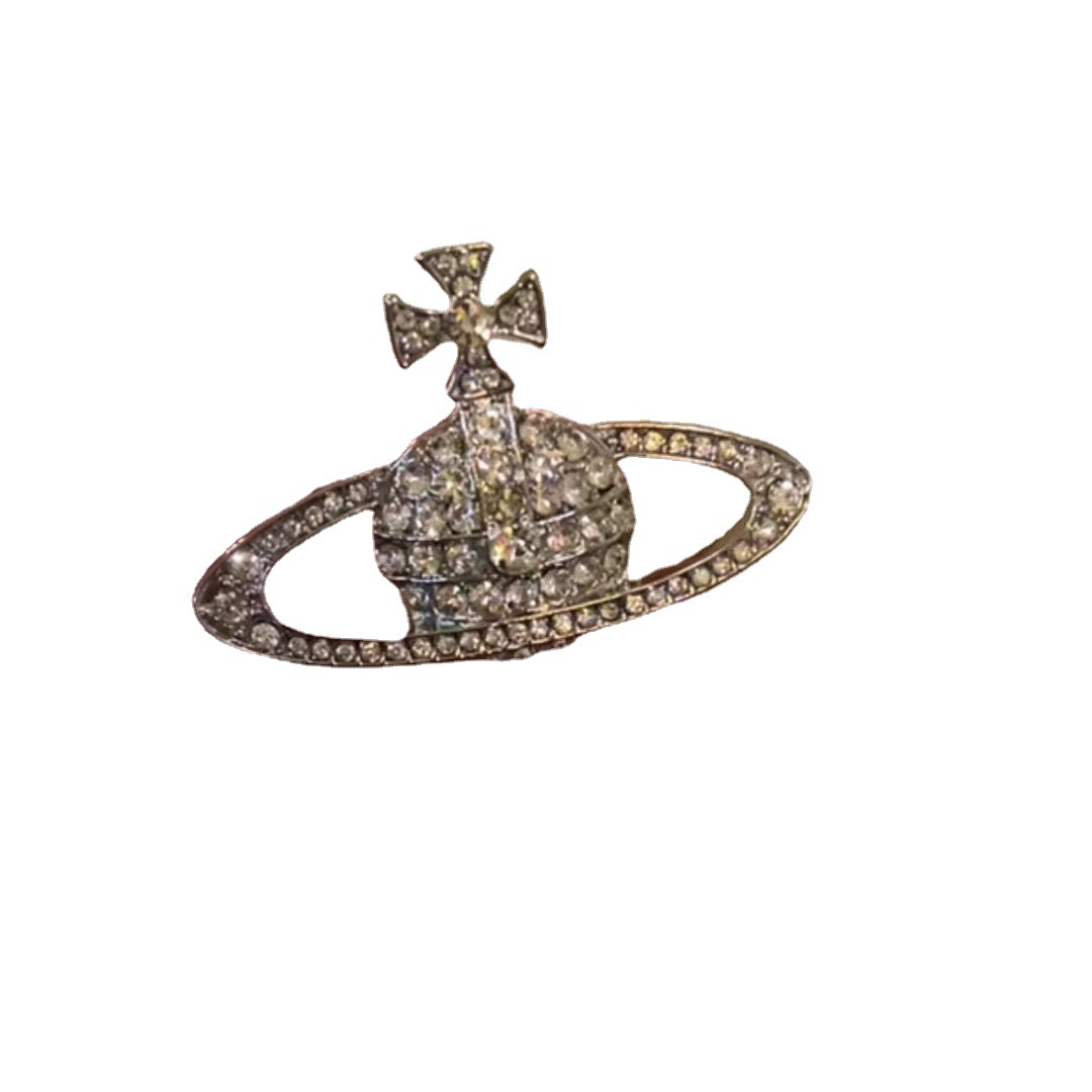 Shining with full diamonds, the same Saturn brooch for women on Instagram, a niche academic style, light luxury, planetary element, versatile clothing and accessory Item Picture