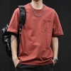 A heavyweight pocket fashion brand short-sleeved T-shirt for men's summer 2025 new large-sized high-end clothing, American round-neck T-shirt Application Scenario