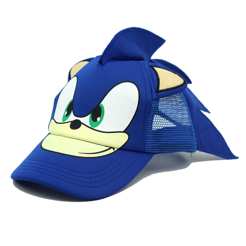 Cross-Border Sales Sonic Hedgehog Cartoon Breathable Net Hat Children Adult Sonic Kid Sunshade Sunscreen Baseball Cap