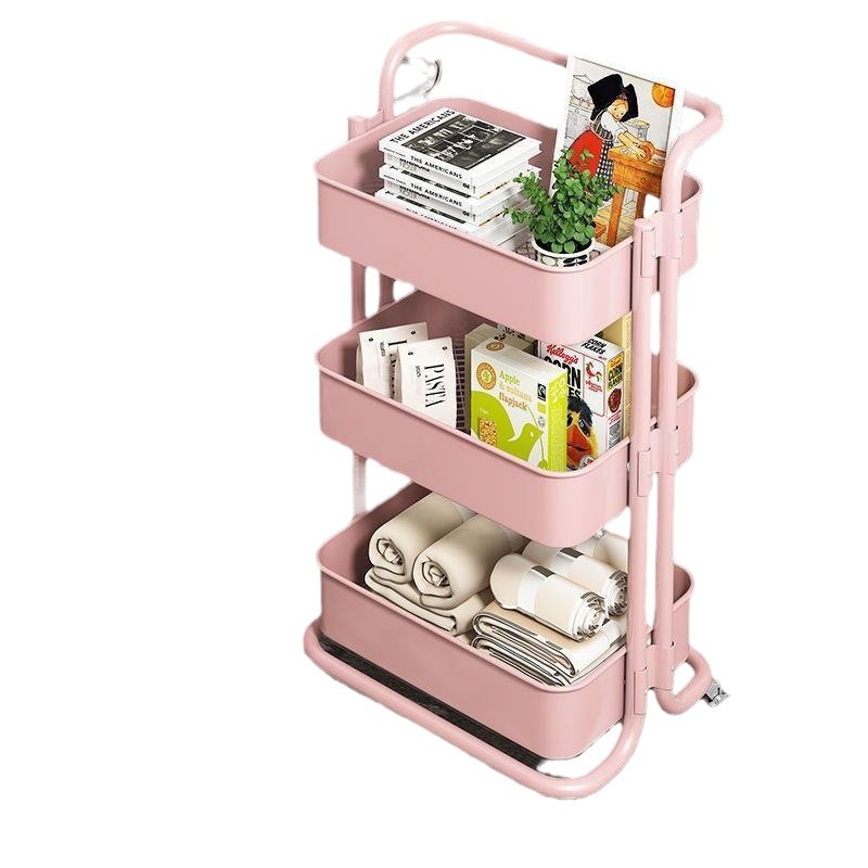 Trolley storage rack, multi-layer kitchen floor-standing mobile vegetable basket, bedside snack, bathroom and toilet storage rack Item Picture