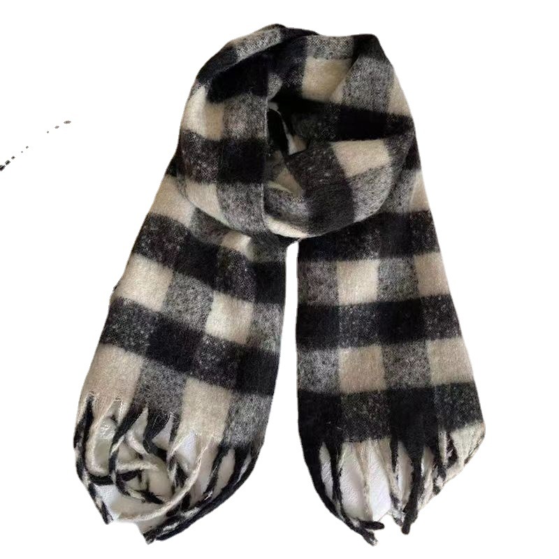 Yu Shuxin With Ac Scarf Autumn-Winter Imitation Cashmere Thick Shawl Mohair Bib Ins Check All Tide Item Picture