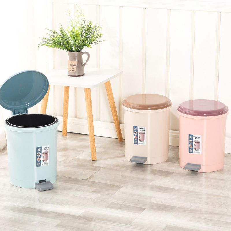 Wholesale of foot-operated trash cans for bathrooms, kitchens, household use, large-capacity living rooms and dormitories with LIDS Application Scenario