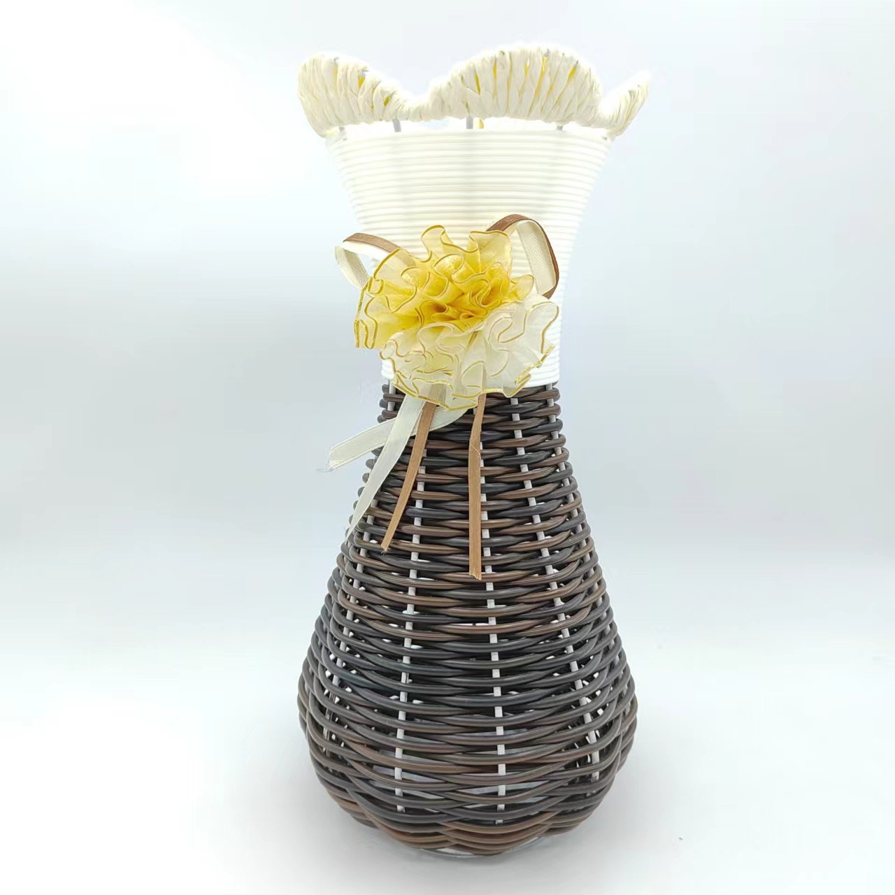 Exquisite Hand-Woven Plastic Decorative Vase Flower Arranger Dry Flower Silk Flower Arranger For Interior Decoration Specification drawing