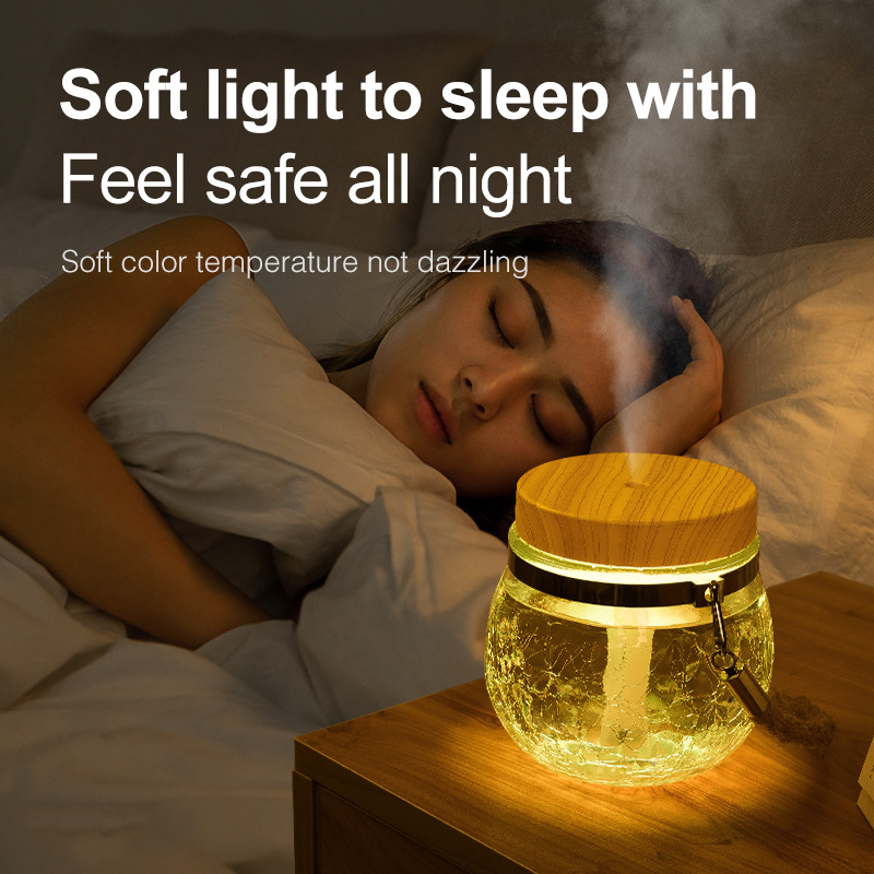 New glass humidifier usb household fog quantity desktop mini water perfume seven-color night light humidifier Application Scenario