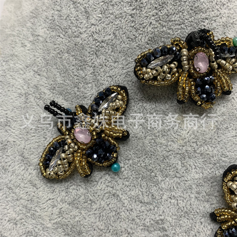 Hand-stitched beaded insect pattern crystal jewelry fabric stickers for clothing Specification image
