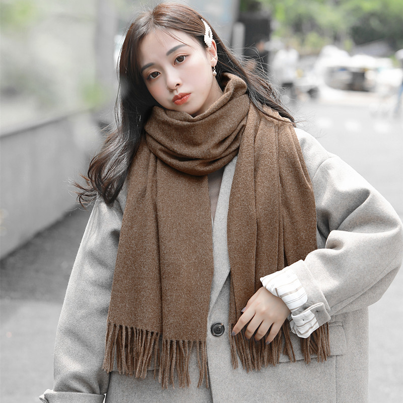 Women's Winter Senior Sense 2024 New Solid Color Scarf With Men's Shawl Autumn-Winter Imitation Cashmere Scarf