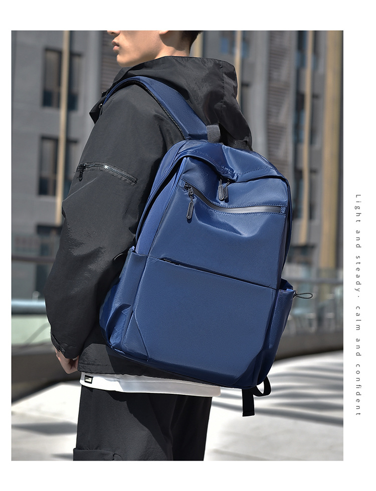 跨境外贸2025新款男士通勤双肩包大容量简约背包学生书包电脑包详情18