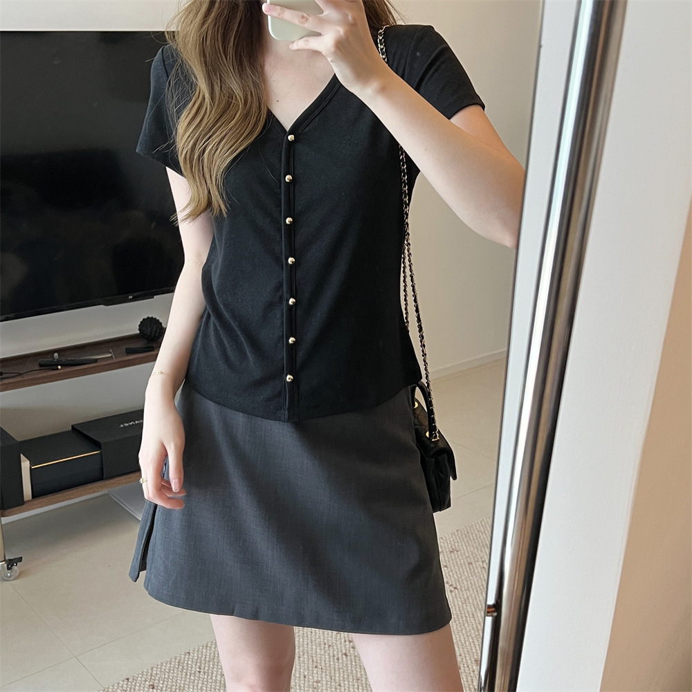 亚麻天丝2025夏v领短袖外套上衣打底女肌理感针织衫开衫上衣女薄详情30