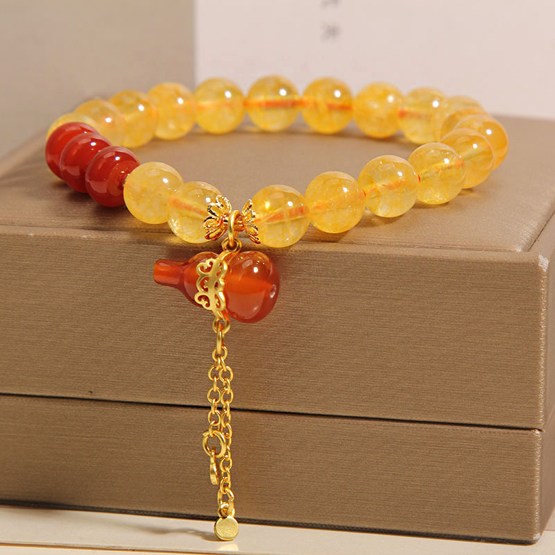 Pulsera natural de topacio para mujeres ins nichos luz de lujo calabaza de ágata roja colgante cadena de mano regalo de estudiante mejor amiga details Picture