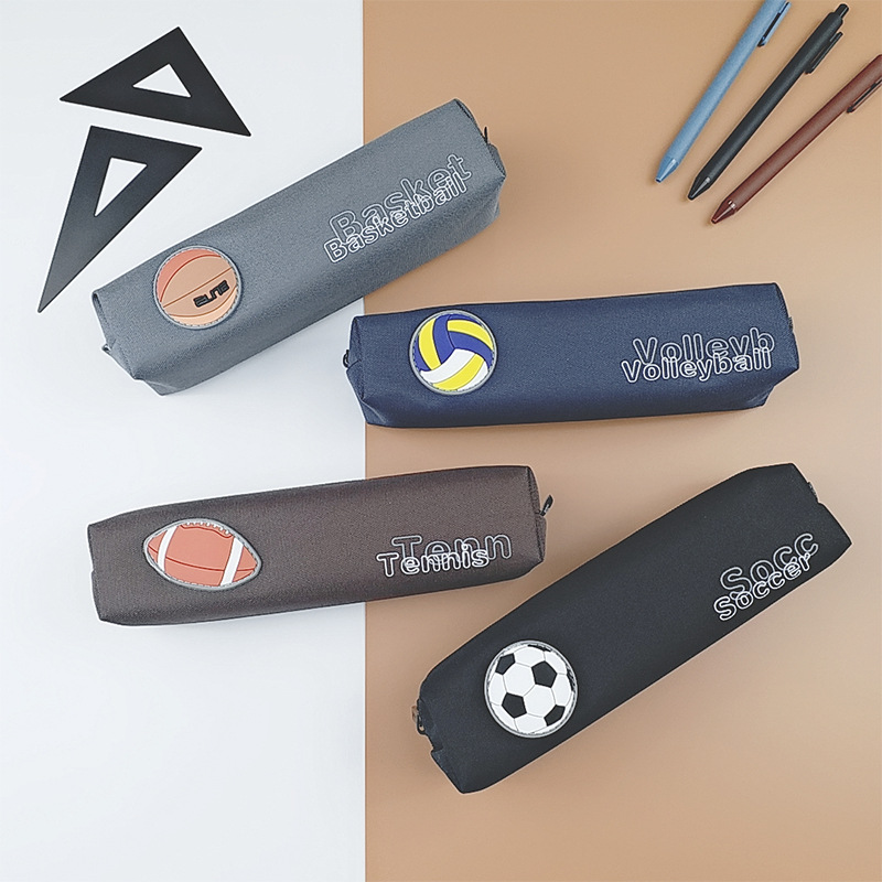 简约纯色小学生帆布笔袋韩版小巧初中生文具袋篮球铅笔袋印logo