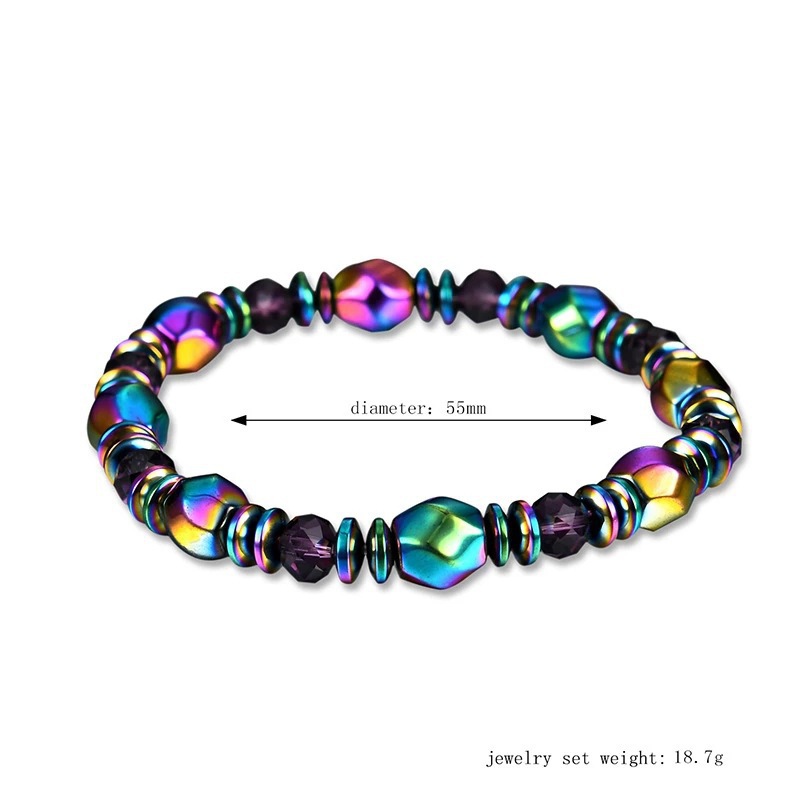 Cross-Border Sales Of Black Gallstone Bracelet Electroplated Colorful Beaded Magnet Bracelet Hot Selling Fashion Men's And Women's Bracelets details Picture