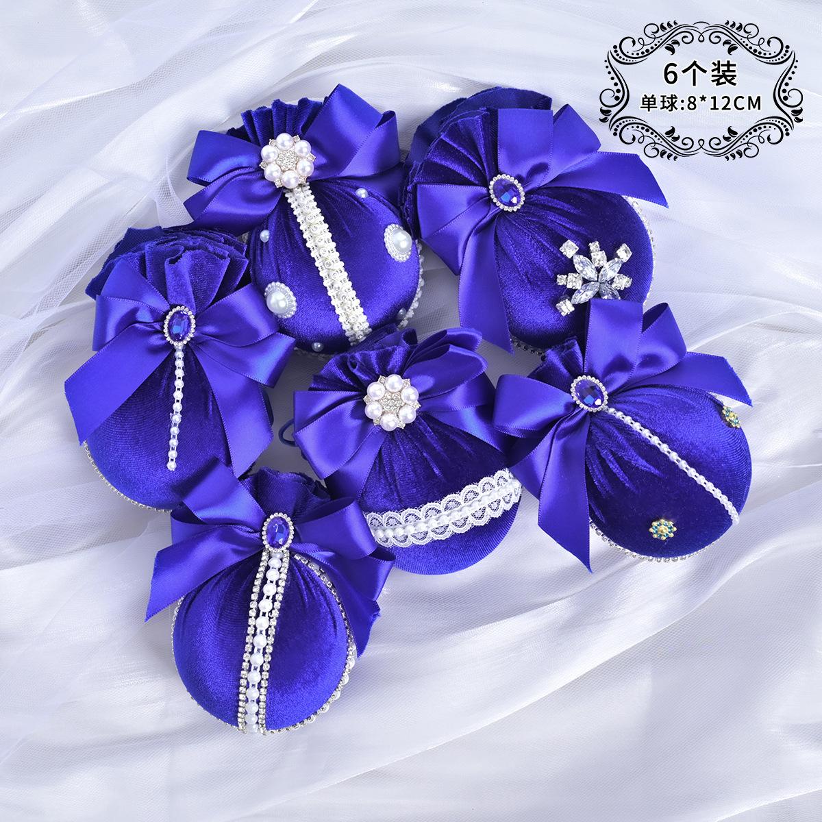 Cross-Border High-End Christmas Ball Christmas Velvet Cloth Bag Ball Velvet Ball Ribbon Bow Christmas Decoration Pendant Application Scenario