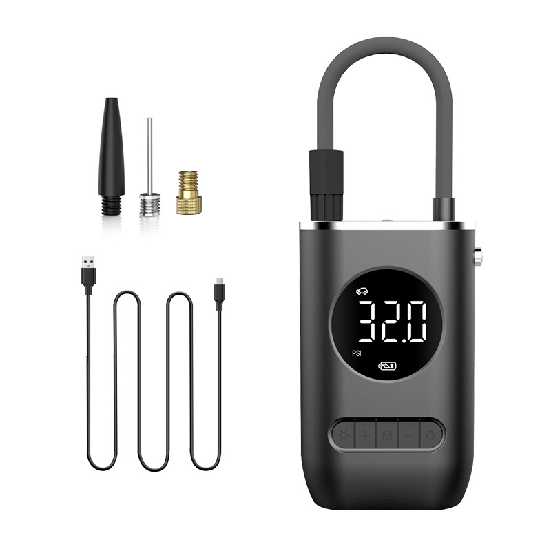 跨境汽车充气/车载打气泵/打气筒无线数白底实物图