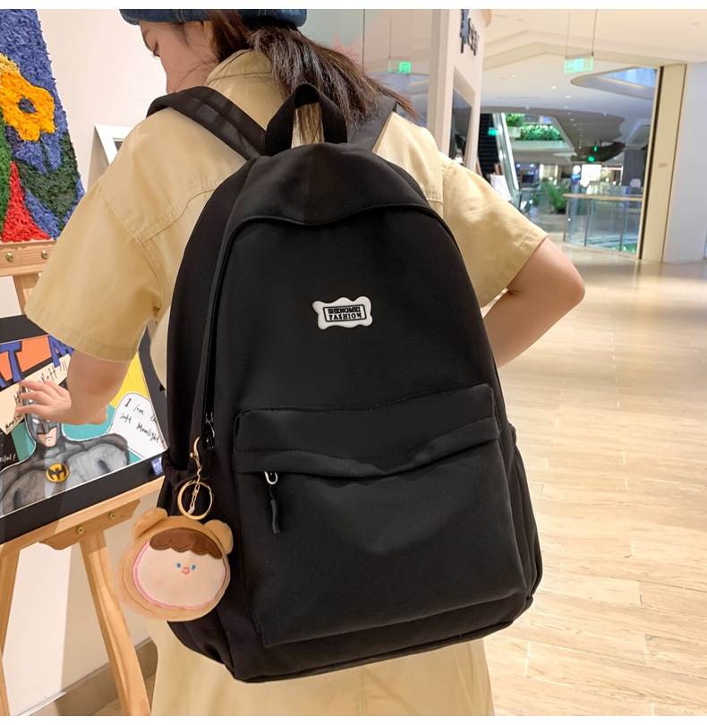 2023 Junior High School Girls Simple Leisure Travel Backpack Japanese Students Portable Korean Version Solid Color Large Capacity Backpack Specification drawing