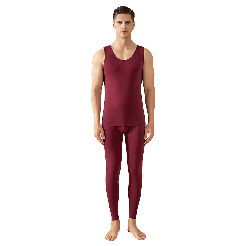 Men's warm vest, thickened fleece, seamless underwear, top, men's base layer, single piece, waistcoat, for inner wear in autumn and winter Item Picture