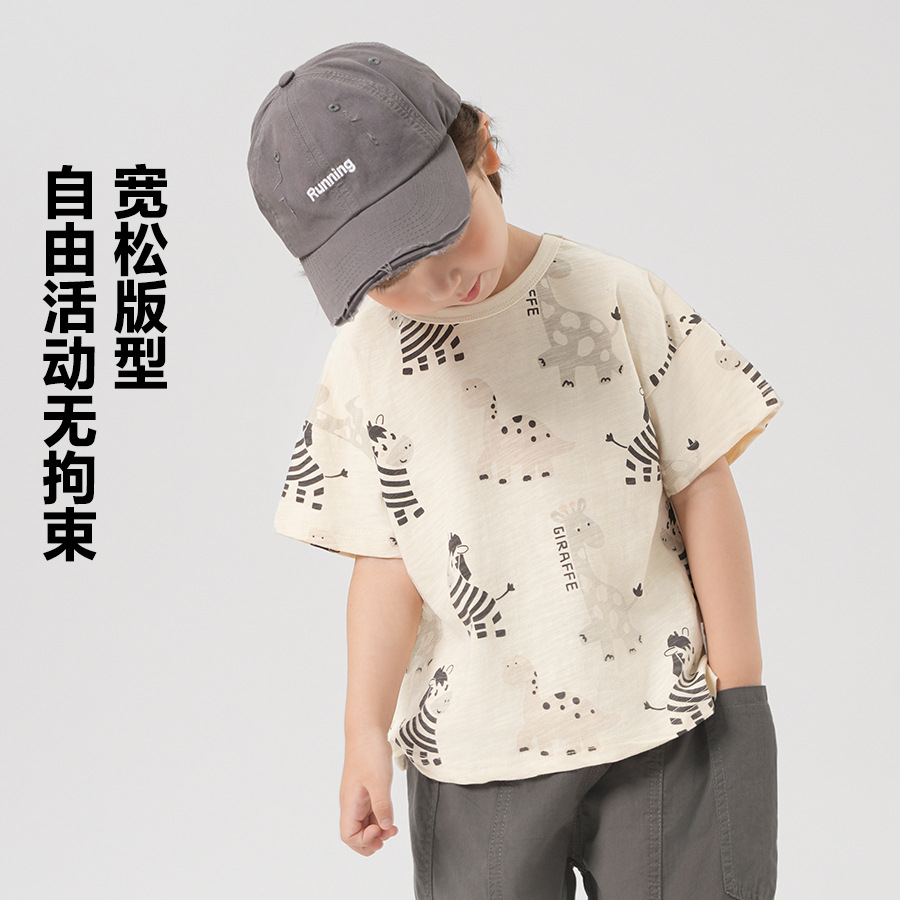 Boys' short-sleeved T-shirts, summer clothes, summer children's clothing, children's babies, boys, little kids, half-sleeved tops, summer thin clothes Specification image