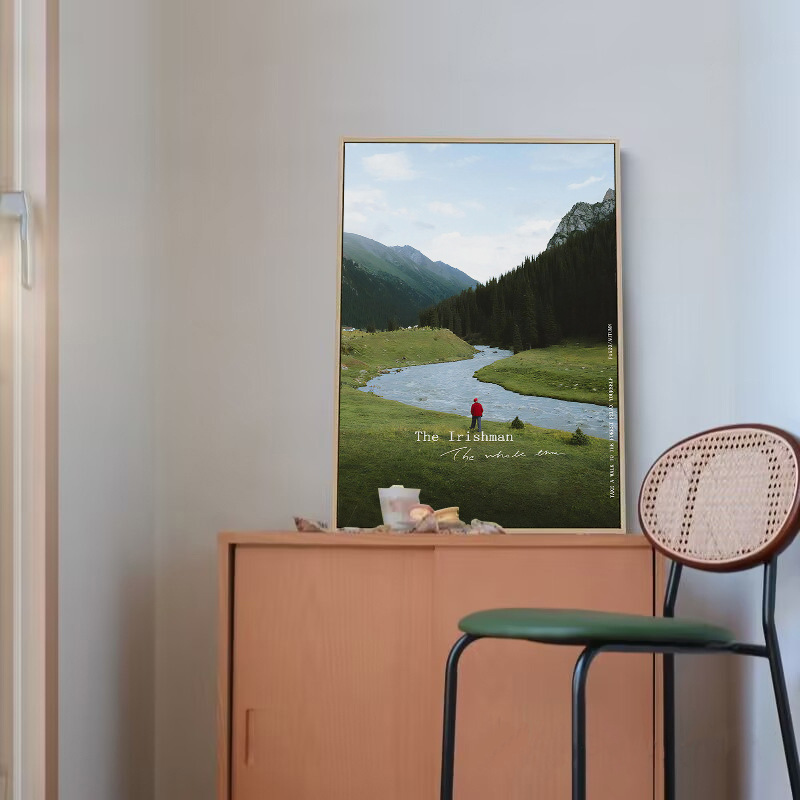 治愈系北欧ins小清新风景装饰画原木风卧室厅组合挂画玄关落地画