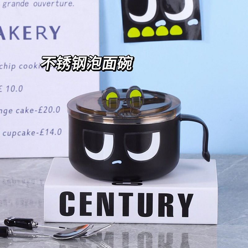 304 Stainless Steel Instant Noodle Bowl With Cover Dormitory Students Can Drain Japanese Instant Noodle Magic Canteen Meal Instant Noodles details Picture