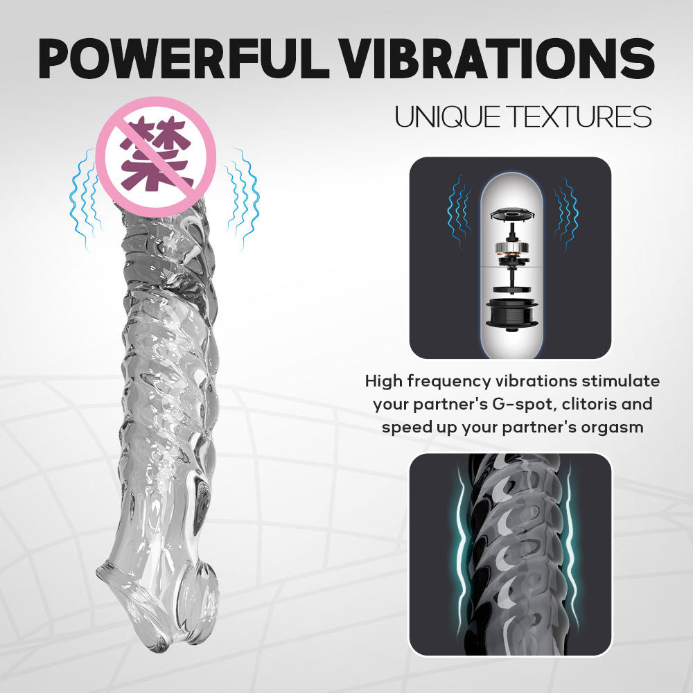 Cross-border new men's Wolf tooth set, lengthened and thickened vibration set, adult sex toys Specification drawing