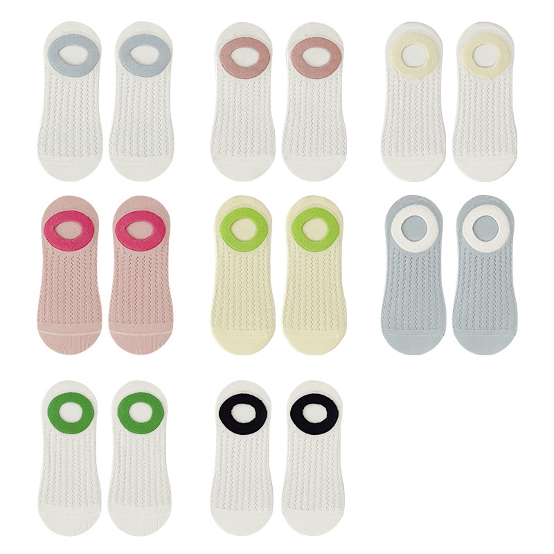 Korean Version Of Hosiery Socks Female Invisible Contrast Color Hosiery Socks Ins Sweet Day Pinstripe Boat Socks Wholesale