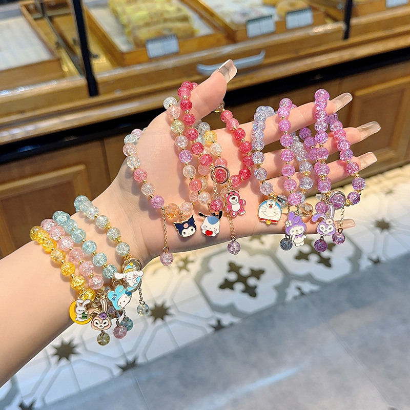 Sanrio Sparkling Crystal Children's bracelets wholesale, handcrafted beaded glass cartoon student bracelets for best friends and couples details Picture