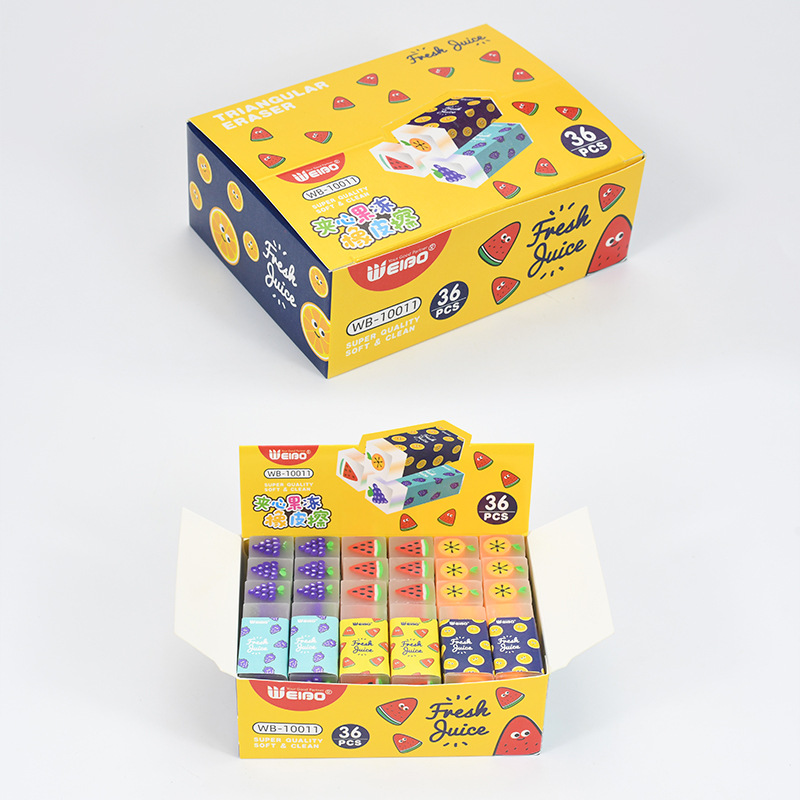 Weibo Stationery Wholesale offers children's creative cartoon, cute brick, square-shaped, and colorful fruit erasers Specification image