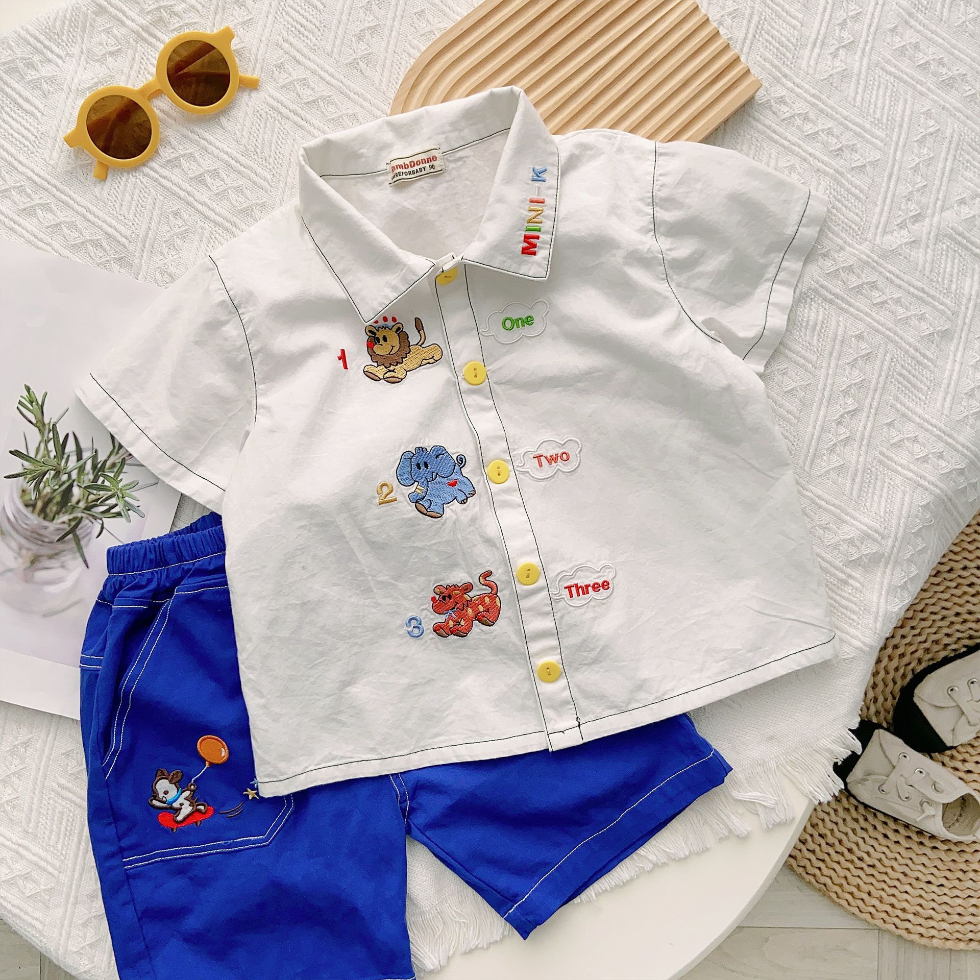 Children's Shirt 23 Summer Baby Shirt Embroidered Lapel Shirt Boys Baby Girls Baby Top Spring Fashion Children's Wear details Picture