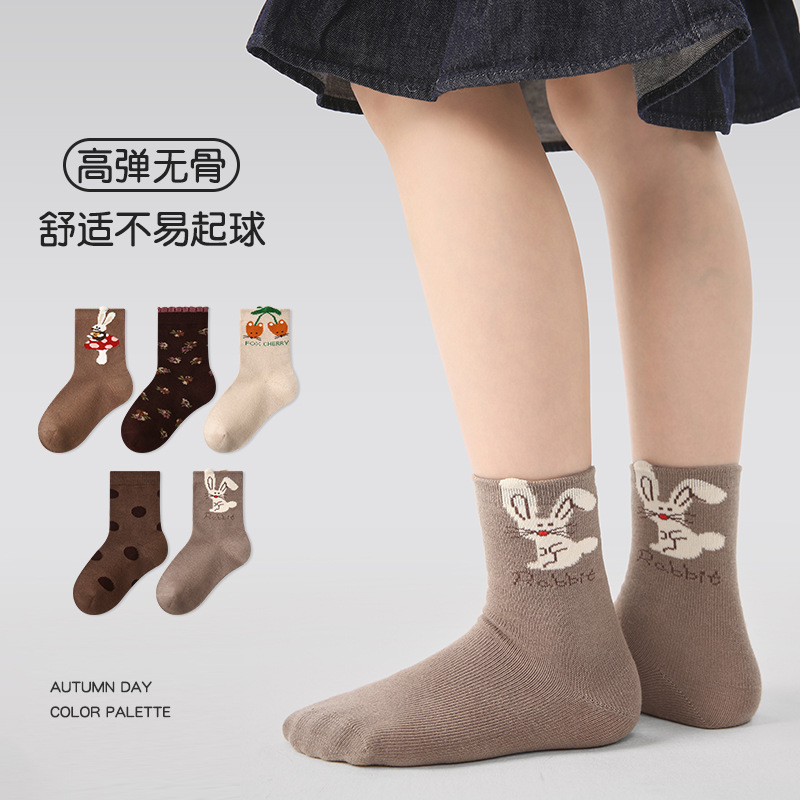 袜子地摊一件代发儿童袜子批发2025秋冬新款卡通兔子短袜棉花边公主袜女童袜子一件代发