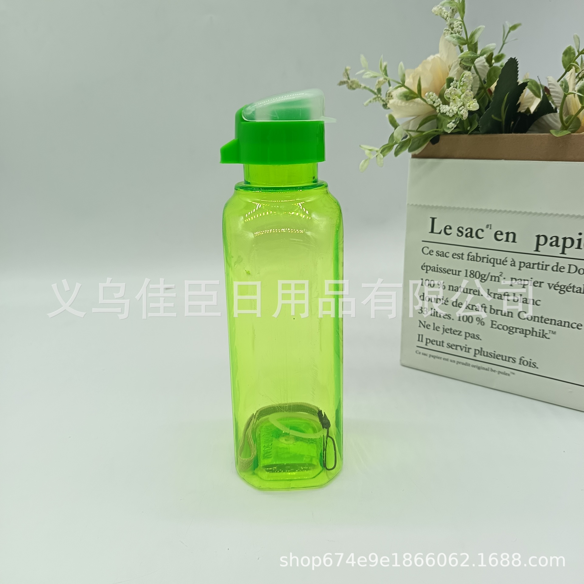 Fitness water bottle, vibrant color, minimalist letter style, space cup, men's and women's sports water cup, outdoor portable with a carrying rope details Picture